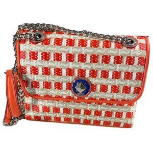 Kate Spade Purse Straw Natalia Flap Shoulder Bag Leather Crossbody Handbag